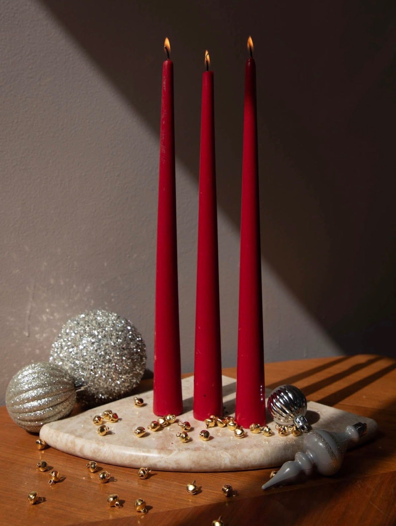 Crimson Taper Candle - Set of 3 (Soy - Unscented)