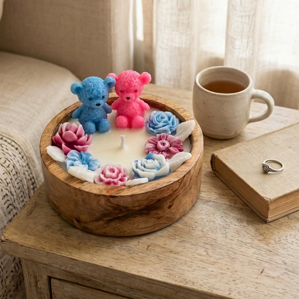 Blossom Teddy Candle · Baby Shower Edition