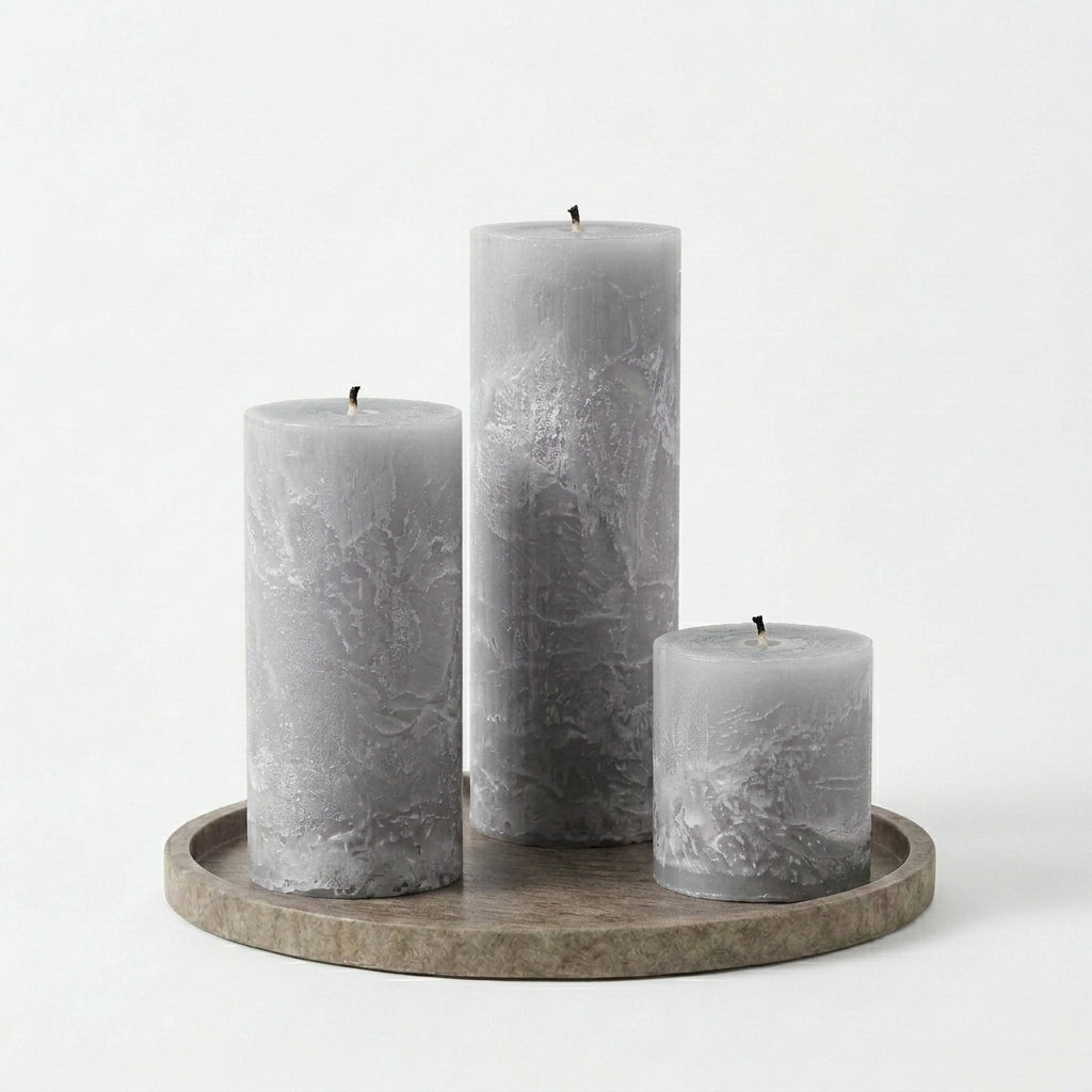 Spice Amber Pillar Candle - Set of 3 (Unscented)