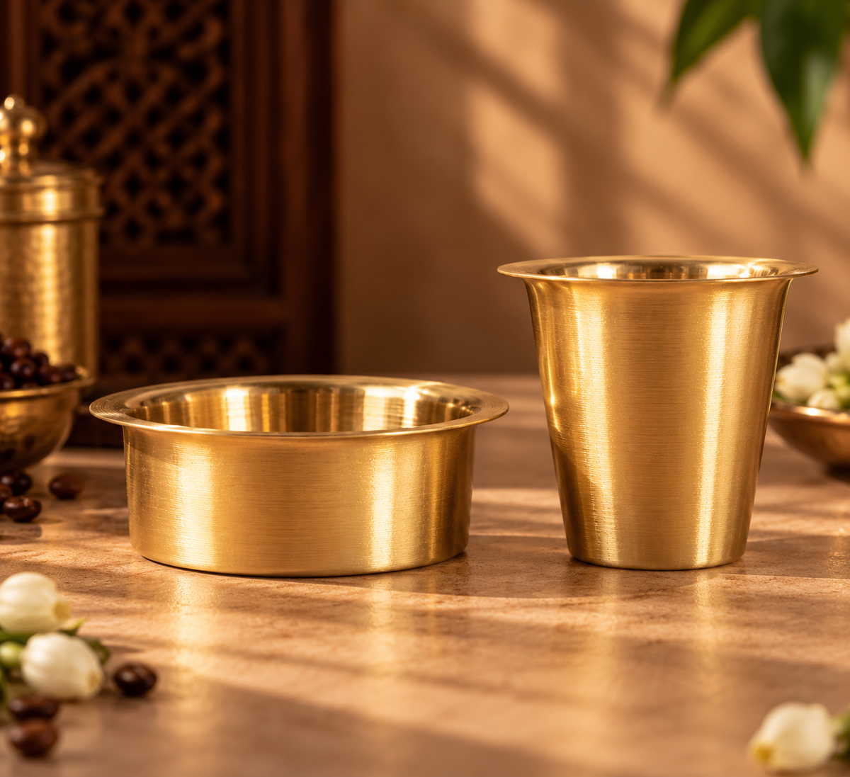 The Brass Dabara Set | Traditional South Indian Brassware