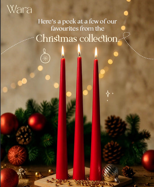 Crimson Taper Candle - Set of 3 (Soy - Unscented)