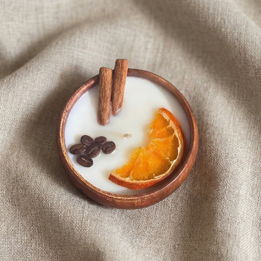 Citrus Spice Amber Wooden Bowl Candle