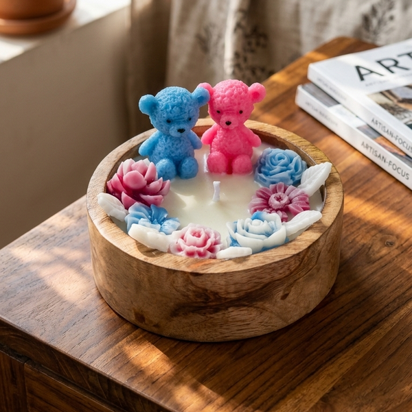 Blossom Teddy Candle · Baby Shower Edition
