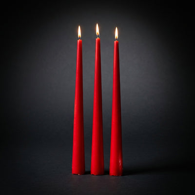 Crimson Taper Candle - Set of 3 (Soy - Unscented)