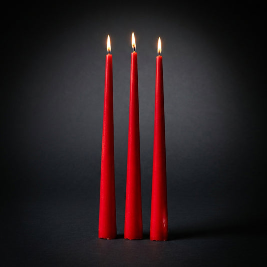 Crimson Taper Candle - Set of 3 (Soy - Unscented)