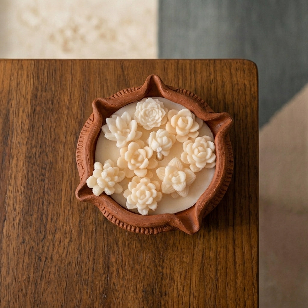Mitti Bloom - Handcrafted Sculpted Botanical Soy Wax Candle