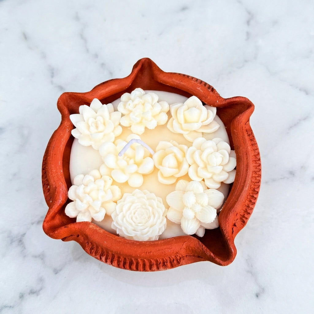 Mitti Bloom - Handcrafted Sculpted Botanical Soy Wax Candle