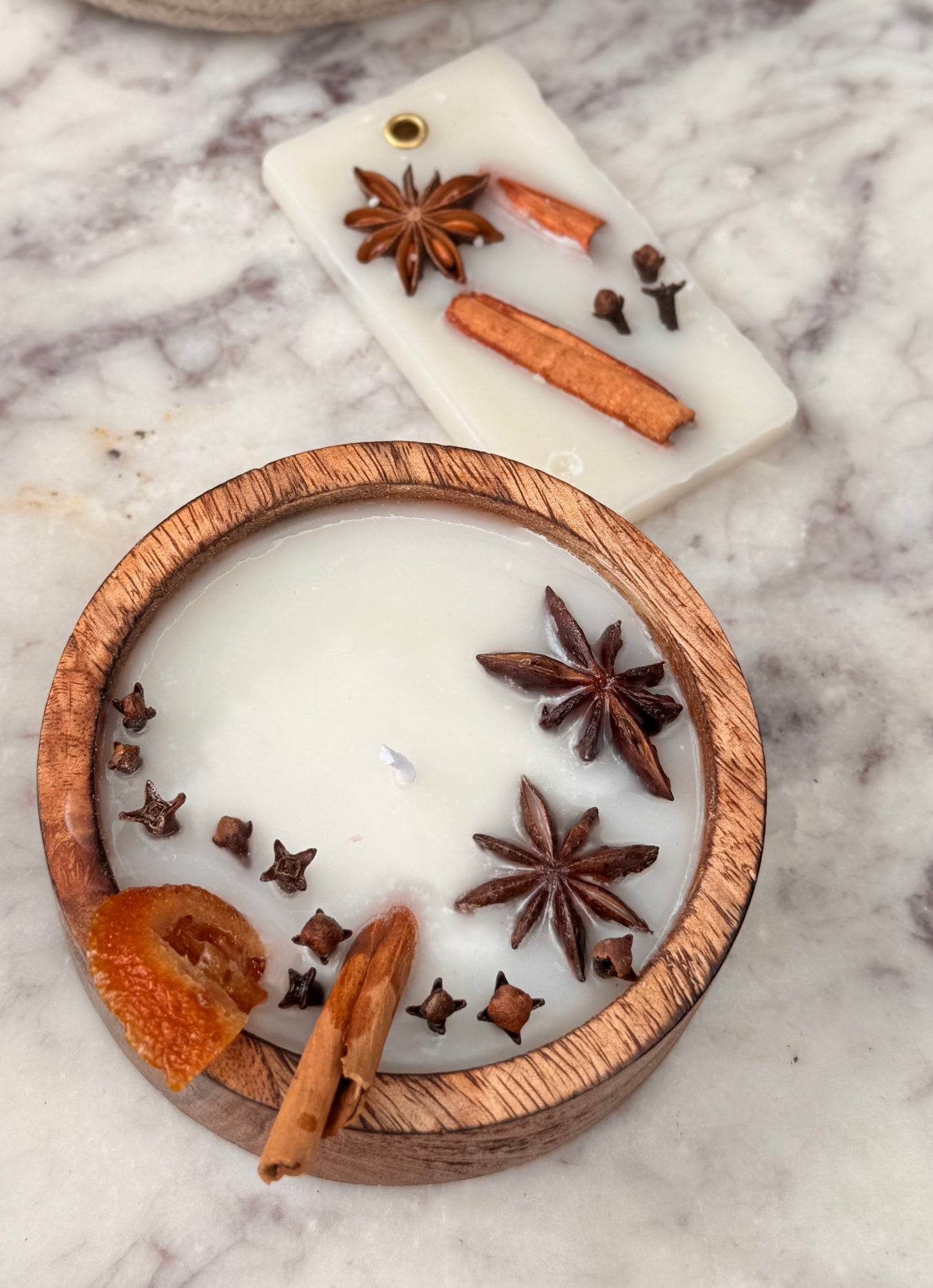 Spice Gift Set - Wooden Soy Wax Candle with Wax Sachet