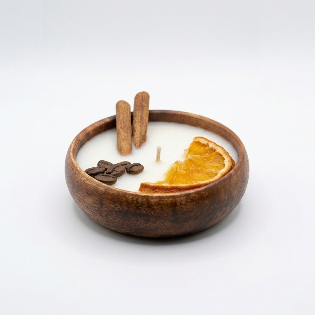Solstice – Orange, Coffee & Cinnamon Wooden Bowl Candle