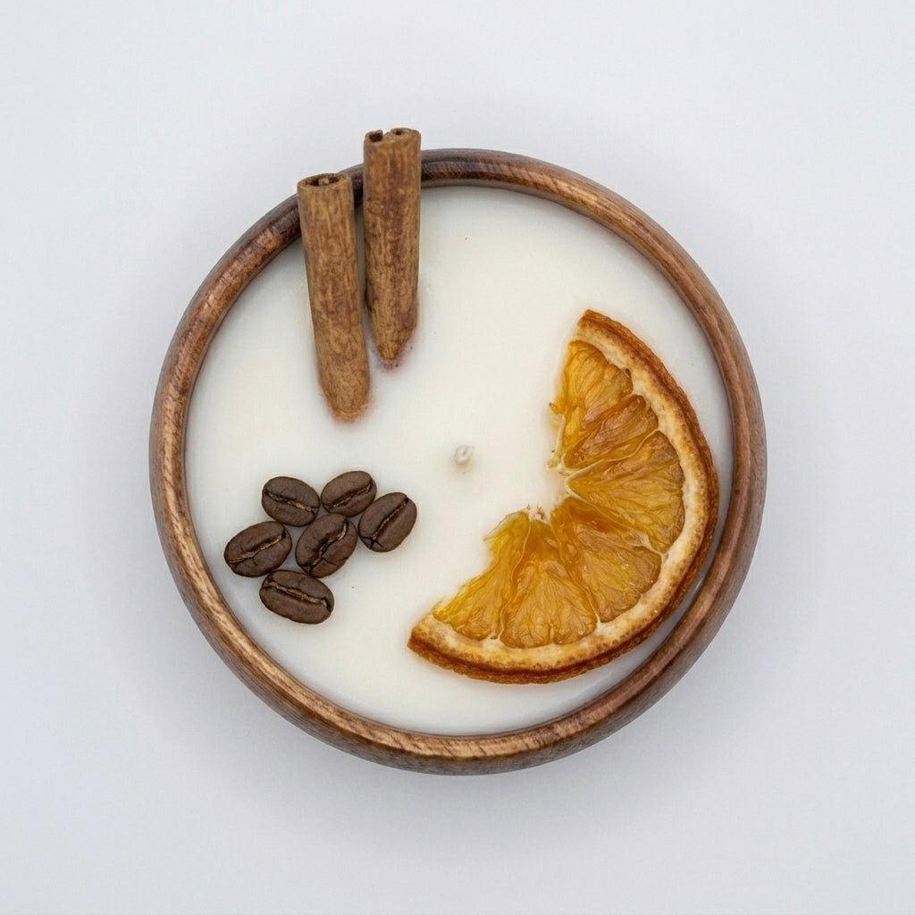 Solstice – Orange, Coffee & Cinnamon Wooden Bowl Candle