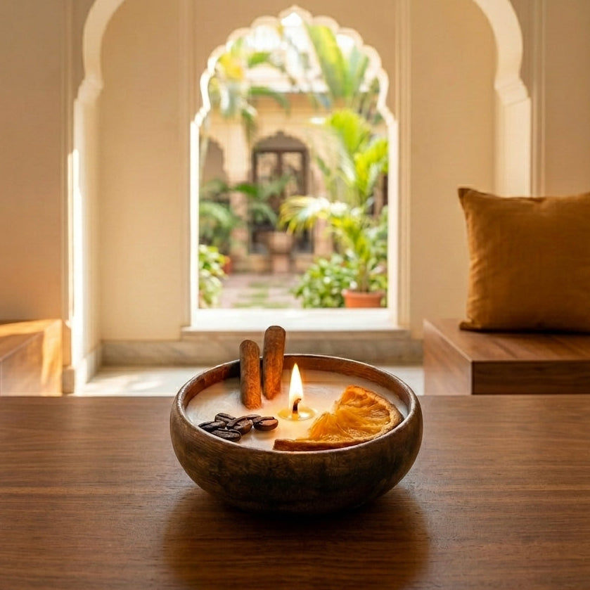 Solstice – Orange, Coffee & Cinnamon Wooden Bowl Candle
