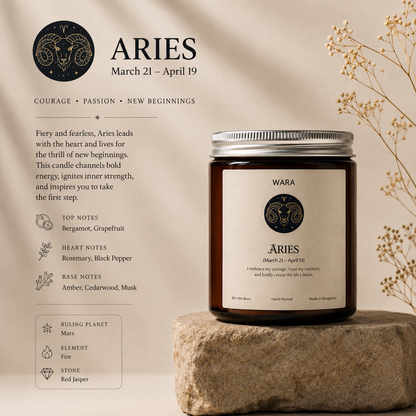 Aries Zodiac Candle - Handcrafted Gift for Aries | Wara Living