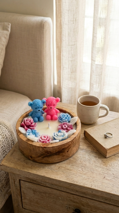 Blossom Teddy Candle · Baby Shower Edition