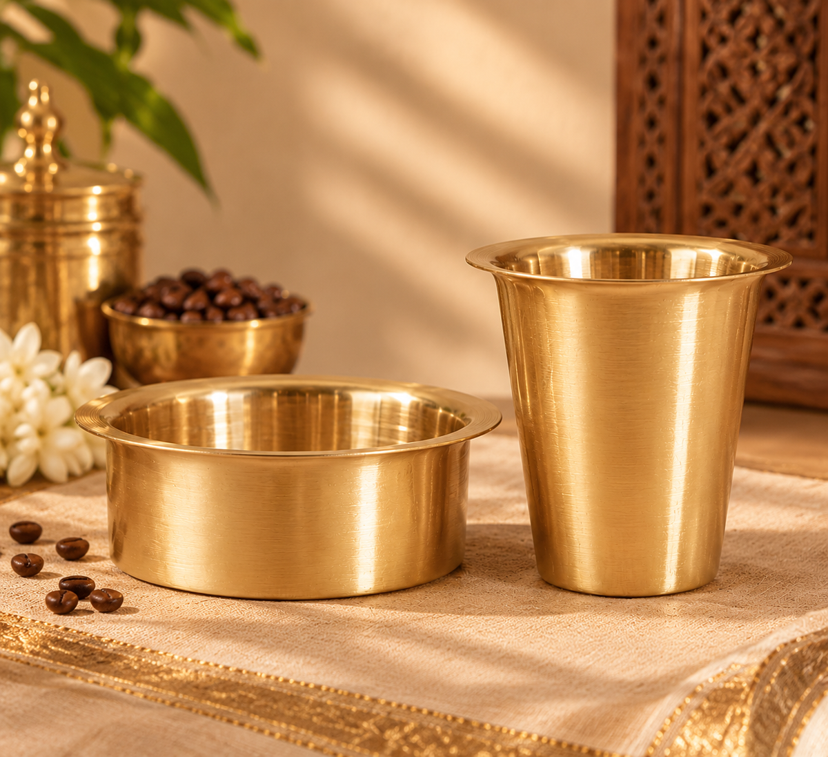 The Brass Dabara Set | Traditional South Indian Brassware