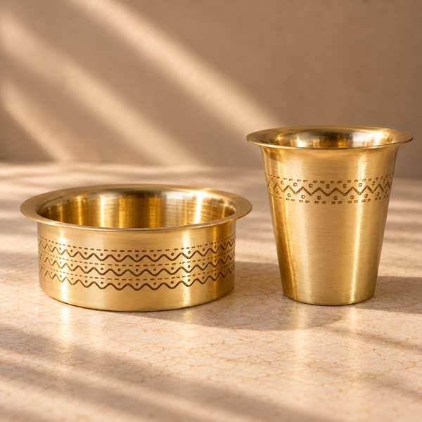 Kanchivaram Brass Dabara Set | South Indian Filter Coffee Set