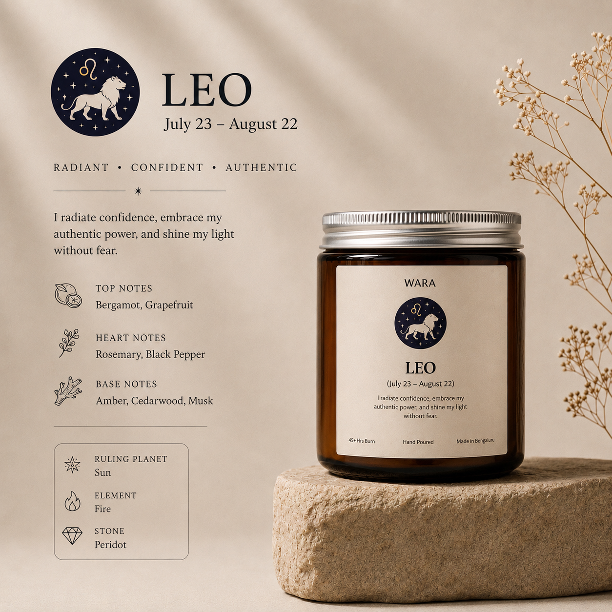 Leo Zodiac Candle