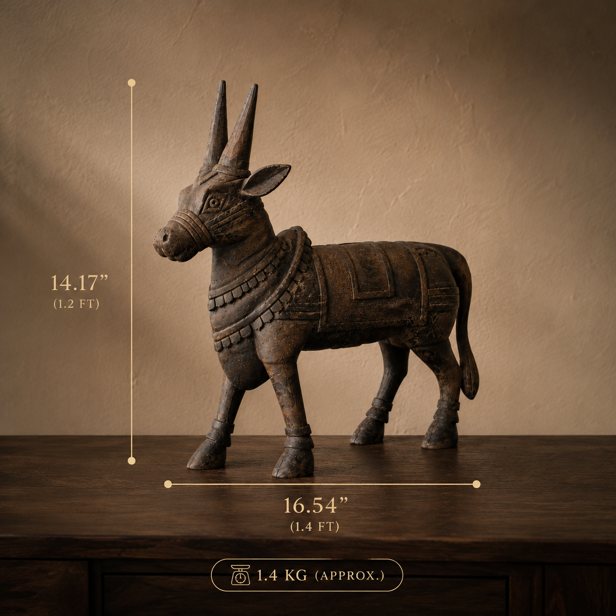 NANDI - Hand-Carved Wooden Sculpture