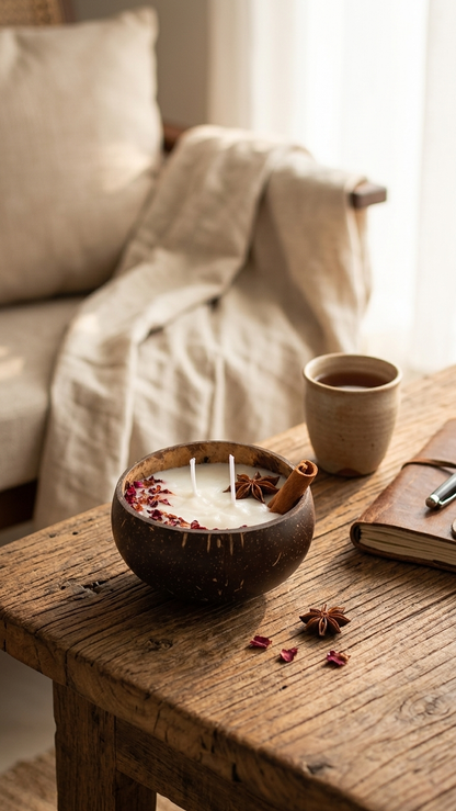 Coco-nutty · Coconut Shell Soy Wax Candle