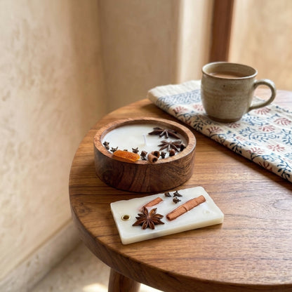 Spiced Timber Set — Candle & Wax Sachet Gift Set