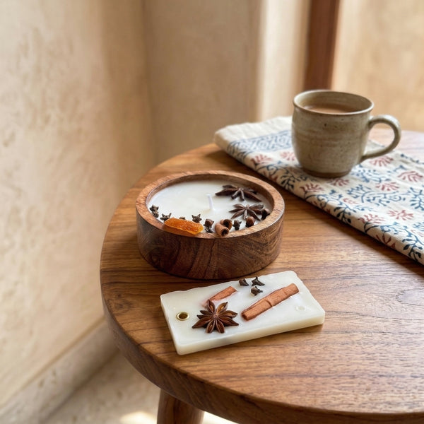 Spiced Timber Set — Candle & Wax Sachet Gift Set