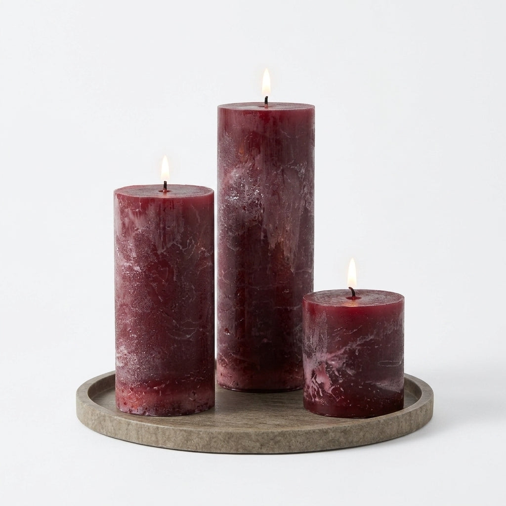 Spice Amber Pillar Candle - Set of 3 (Unscented)