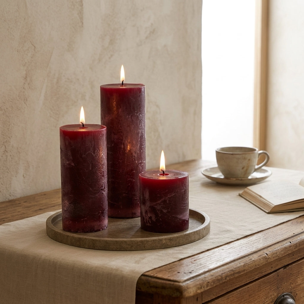 Spice Amber Pillar Candle - Set of 3 (Unscented)