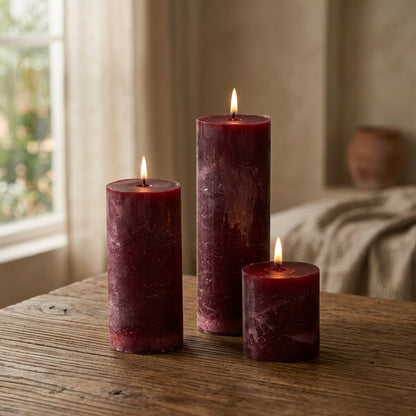 Spice Amber Pillar Candle - Set of 3 (Unscented)